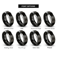 font options for inside engraving on black & grey singer mic rings