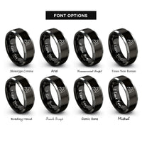 font options for inside engraving on black & silver singer microphone rings