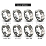 font options for inside engraving on gray single arrow circle rings