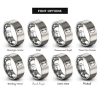 font options for inside engraving on gray single arrow circle rings