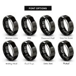 font options for inside engraving on black & silver single bloom rings