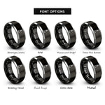 font options for inside engraving on black & gray single candle rings