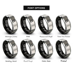 font options for inside engraving on black & grey single candle rings