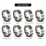 font options for inside engraving on gray single candle rings