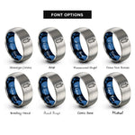 font options for inside engraving on blue & grey single crystal point rings