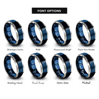 font options for inside engraving on blue & gray single crystal point rings