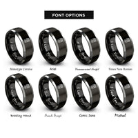 font options for inside engraving on black & silver single cylinder engine rings