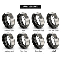 font options for inside engraving on black & silver single cylinder engine rings