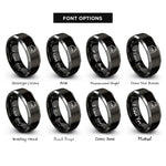font options for inside engraving on black & silver single family house rings