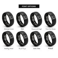 font options for inside engraving on black single family house rings