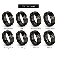 font options for inside engraving on black single family house rings