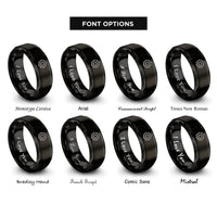 font options for inside engraving on black single gear cog rings