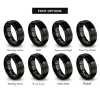 font options for inside engraving on black single leaf rings