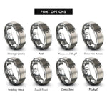 font options for inside engraving on gray single line sunflower rings