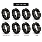 font options for inside engraving on black single raven silhouette rings