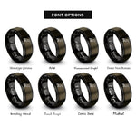 font options for inside engraving on gunmetal & black single raven silhouette rings