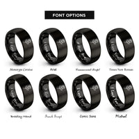 font options for inside engraving on black single rose rings