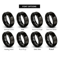 font options for inside engraving on black single rose rings