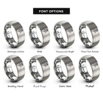 font options for inside engraving on silver single rose rings