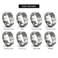 font options for inside engraving on silver single rose rings