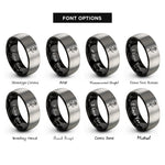 font options for inside engraving on black & silver single rose stem rings
