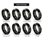font options for inside engraving on black & silver single rose stem rings