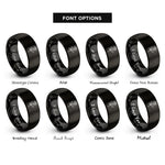 font options for inside engraving on black single rose stem rings