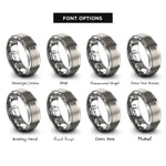 font options for inside engraving on grey single rose stem rings