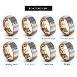 font options for inside engraving on rose gold & grey single rose stem rings