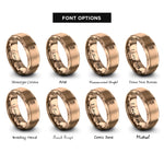 font options for inside engraving on rose gold single rose stem rings
