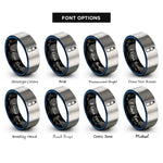 font options for inside engraving on black & blue & gray single scuba tank rings