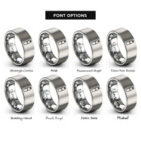 font options for inside engraving on silver single scuba tank rings