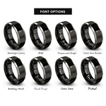 font options for inside engraving on black & grey single sword upright rings