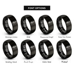 font options for inside engraving on black single sword upright rings
