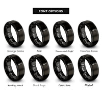 font options for inside engraving on black single sword upright rings