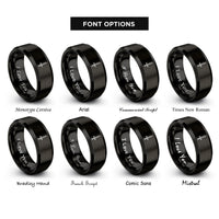 font options for inside engraving on black single sword upright rings