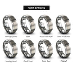 font options for inside engraving on gray single sword upright rings