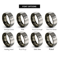 font options for inside engraving on gunmetal & gray single sword upright rings