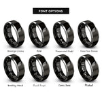 font options for inside engraving on black & grey single wing rings