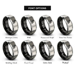 font options for inside engraving on black & silver single wing rings