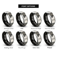 font options for inside engraving on black & silver single wing rings