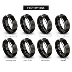 font options for inside engraving on black & grey singletrack s curve rings