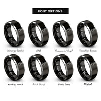 font options for inside engraving on black & grey singletrack s curve rings