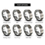 font options for inside engraving on silver singletrack s curve rings