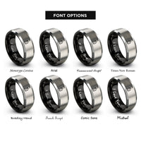 font options for inside engraving on black & silver siphon brewer rings