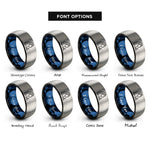 font options for inside engraving on black & blue & grey siren rings