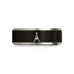 special presents for her – black & silver tungsten eiffel tower stamp wedding band