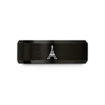 personalized presents for sister – black tungsten eiffel tower stamp wedding band