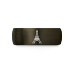 special presents for her – gunmetal & black tungsten eiffel tower stamp wedding band