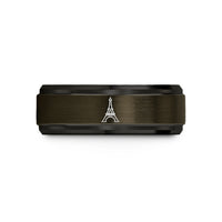 best presents for siblings – gunmetal & black tungsten eiffel tower stamp wedding band